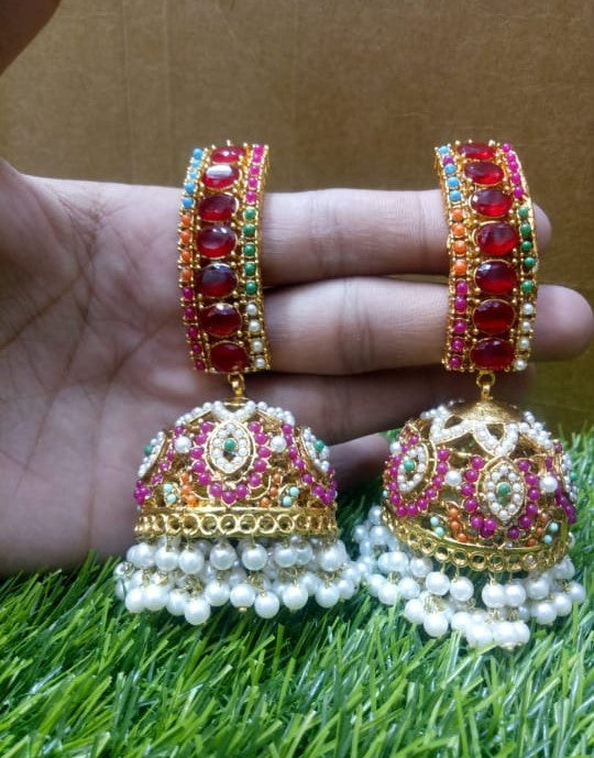 Traditional Pearl Jhumka Earrings – Gold Plated Bridal & Party Wear Jewelry