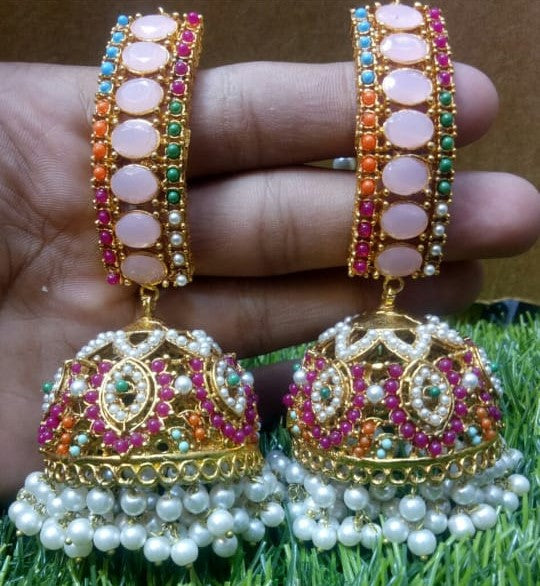 Traditional Pearl Jhumka Earrings – Gold Plated Bridal & Party Wear Jewelry