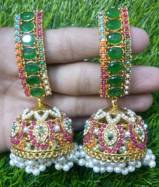 Traditional Pearl Jhumka Earrings – Gold Plated Bridal & Party Wear Jewelry