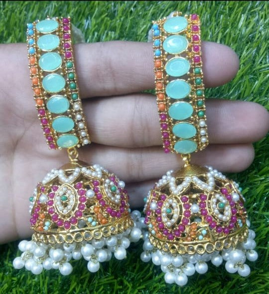 Traditional Pearl Jhumka Earrings – Gold Plated Bridal & Party Wear Jewelry