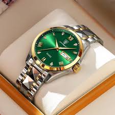 Pagodaar Men’s Luxury Watch – Green Dial Stainless Steel Two-Tone