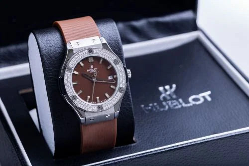 Hublot Style Quartz Men’s Watch – Brown Dial, Stainless Steel Case, Luxury Business Wristwatch