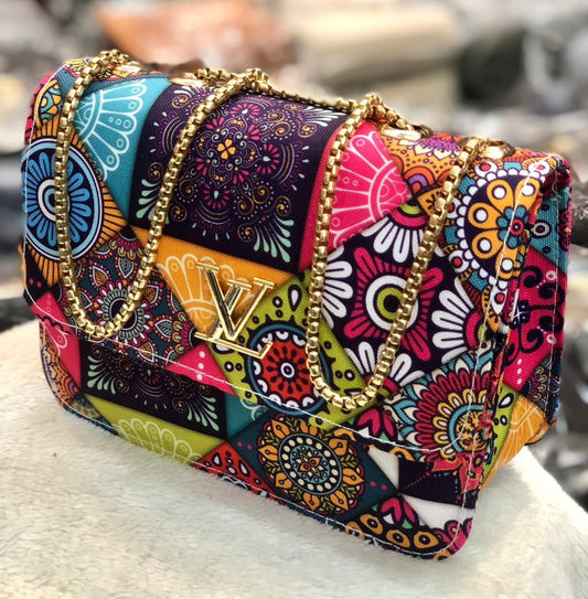 LV Style Women’s Colorful Chain Handbag – Luxury Shoulder Bag