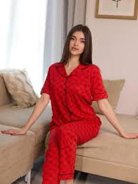Lulu & Sky Women’s Shirt Collar Night Suit – Stylish Cotton Sleepwear
