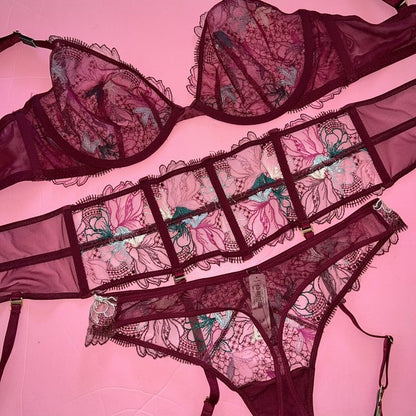 Victoria’s Secret Pink Unlined Bra Set with Garter & Teddy – Sizes 36D, 38DD